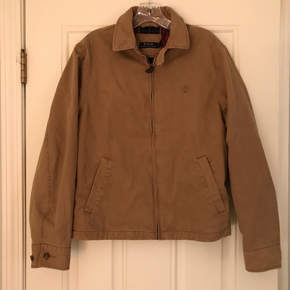 Ralph Lauren Men’s tan canvas plaid lined jacjet